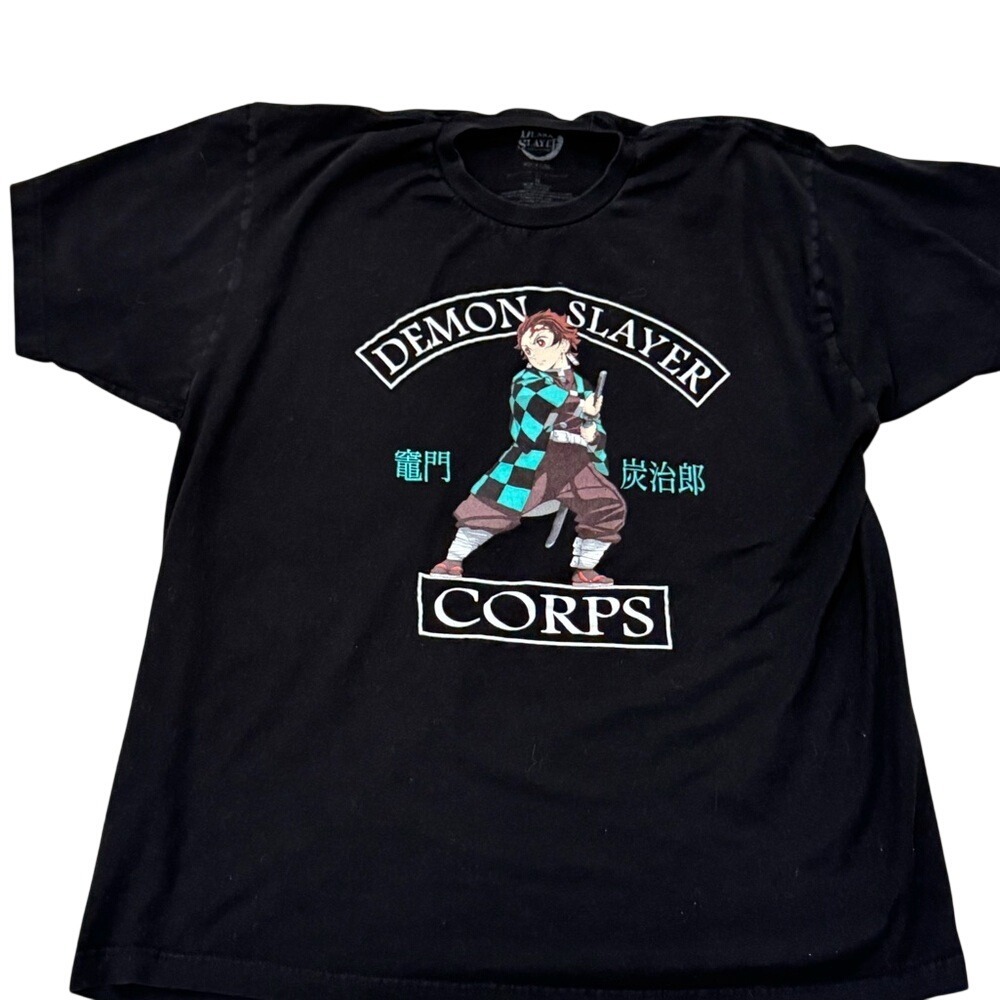 Demon Slayer Graphic Tee‎ Mens XL Black Excellent Tanjiro Kamado Anime Shirt